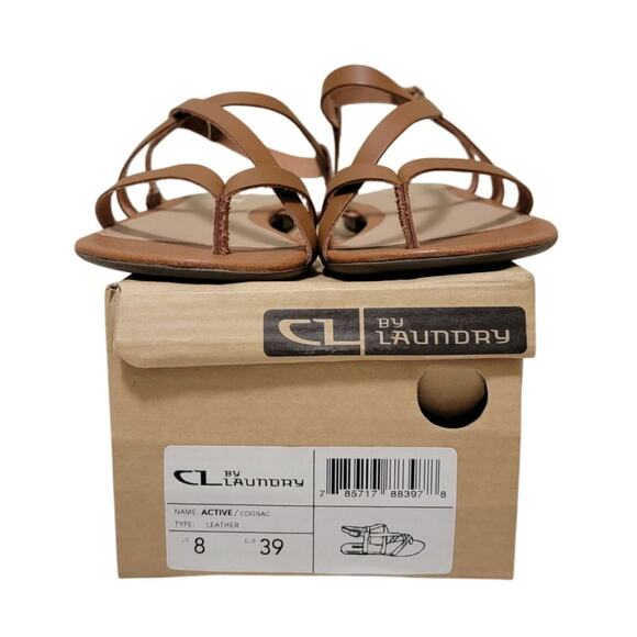 CL by Laundry Women Active Flat Slingback Thong Sandals Size US 8 Cognac Leather - Picture 4 of 4